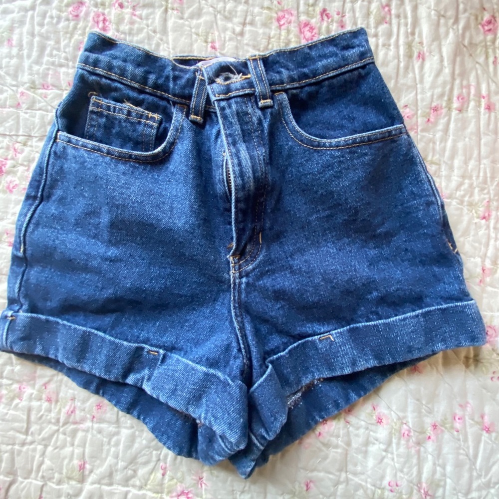 high rise denim shorts